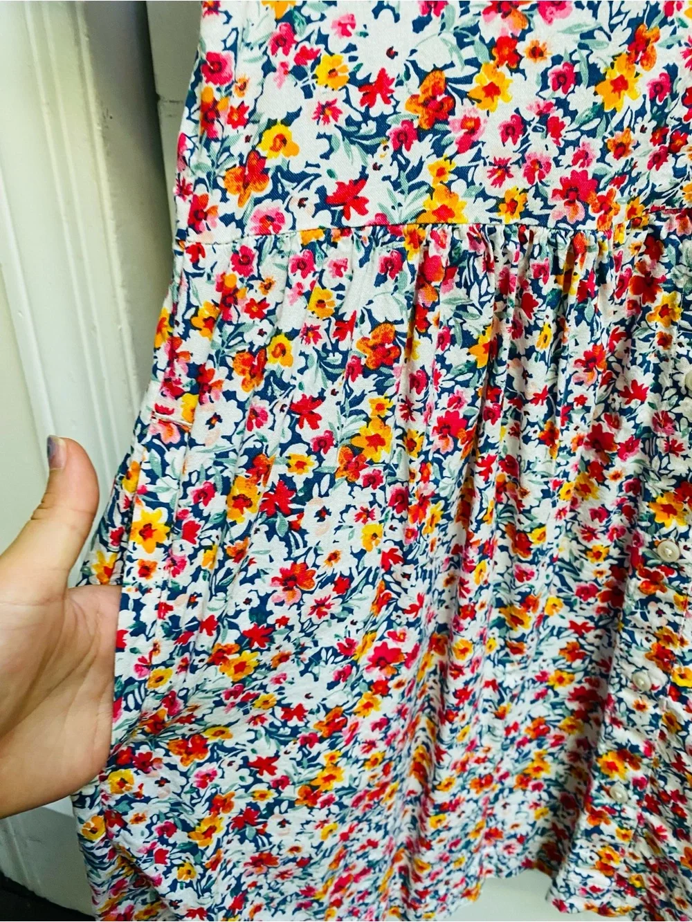 Old Navy girls multicolored Floral Short-Sleeve Button-up dress sz 6-7